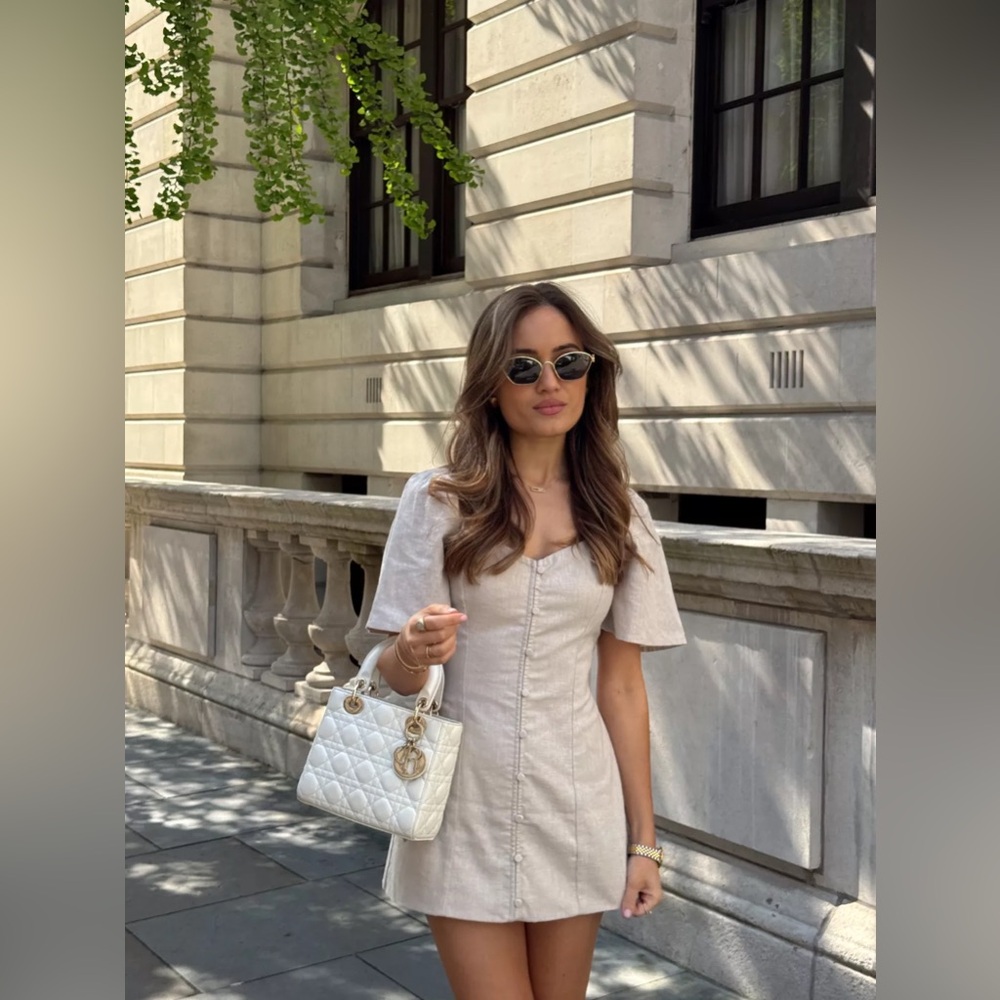 Linen-Blend Button-Through Mini Dress